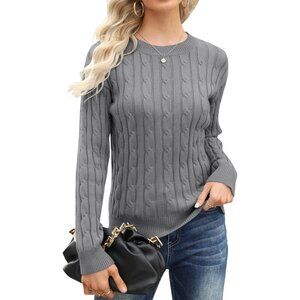 Women Classic Fit Lightweight Cable Long Sleeve Mockneck 01-dark Casual Sweater